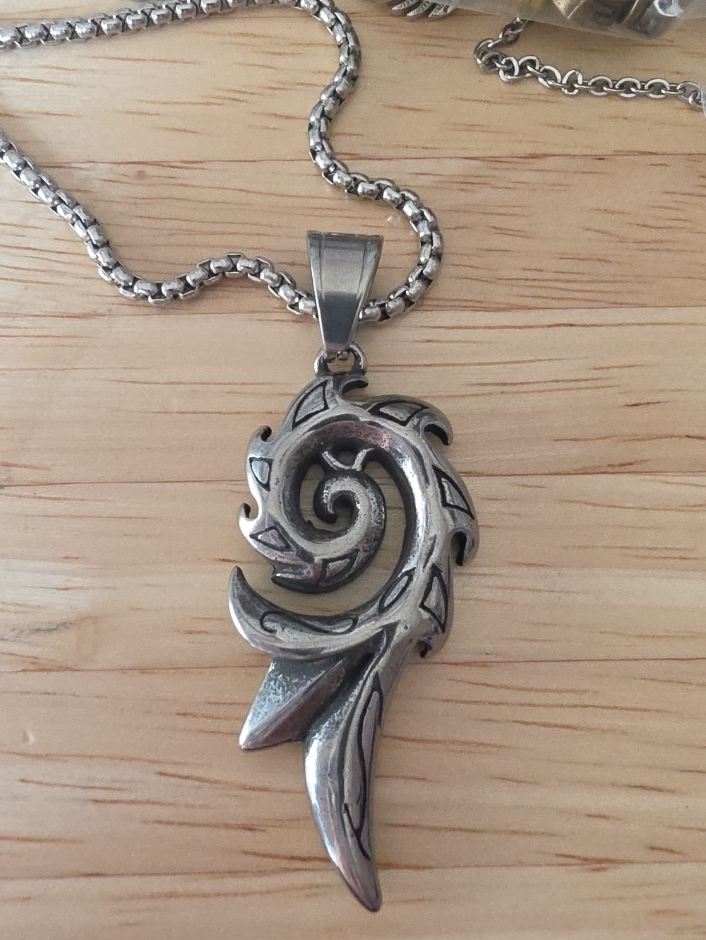 Tribal Flame Stainless Steel Pendant Necklace